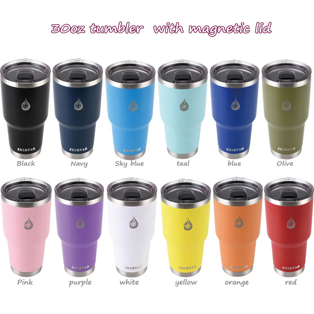20oz 20 oz 30oz 30 oz ounce powder coated custom stainless steel vacuum double wall tumbler with magnetic lid vasos
