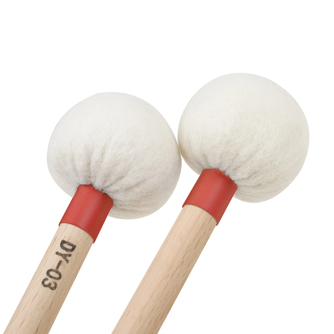 Wooden pole, white felt head, timpani drum hammer, maple wood drum hammer, marching drum, drum hammer, drum stick