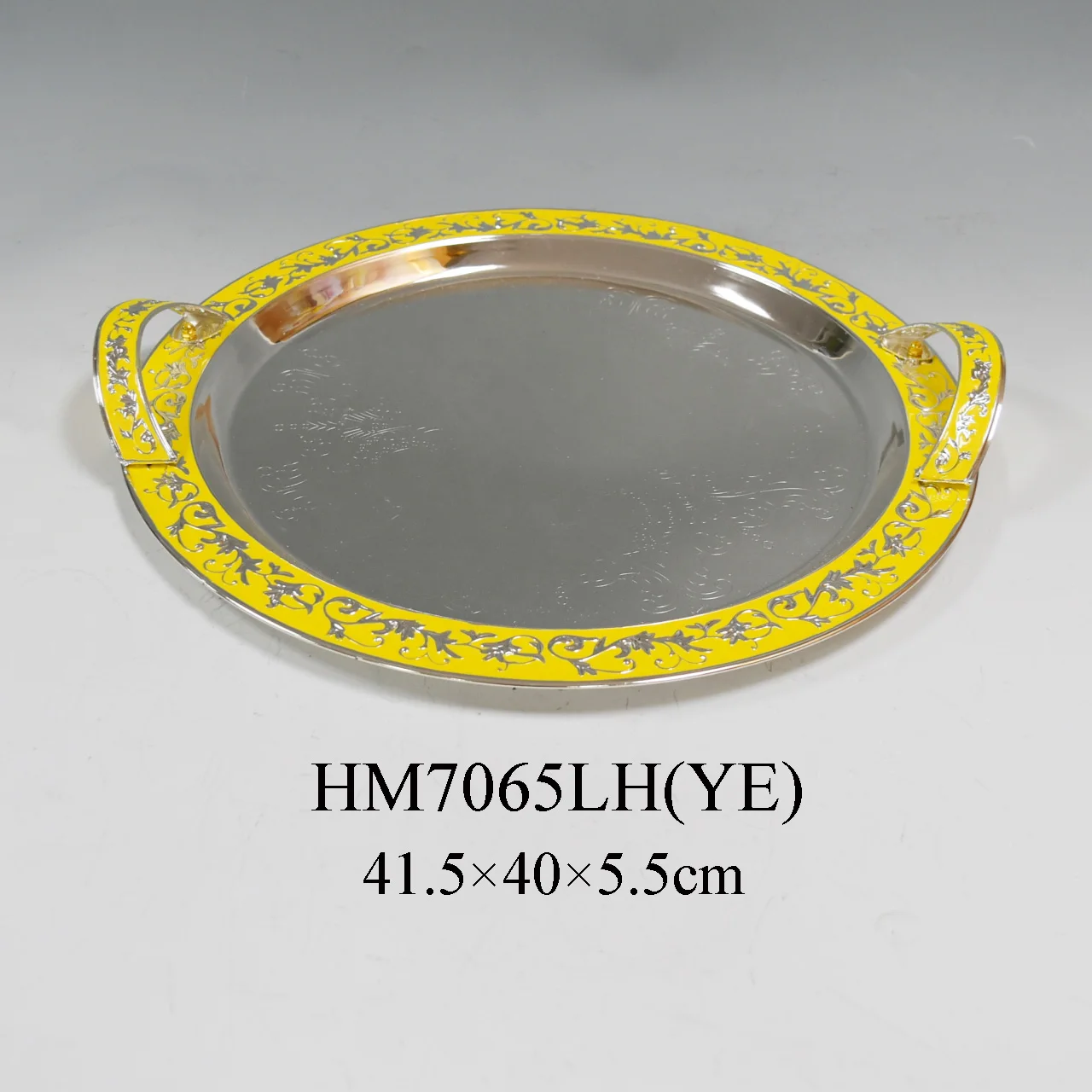 Exquisite design German silver metal silver plated dry fruit nut display plate with enamel