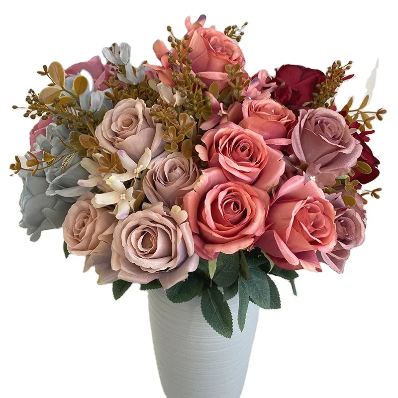China Manufacture 9 head gem rose cadburys roses rose flower