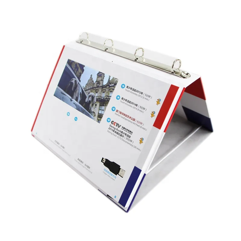 Customized design 7 Inch softcover Digital Lcd Screen Video Brochure video greeting card