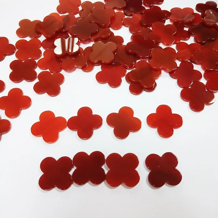 Top Quality 6~28mm No Hole Red Agate Four Leaf Clover Gemstone Clover Agate Bracelet or Necklace Jewelry