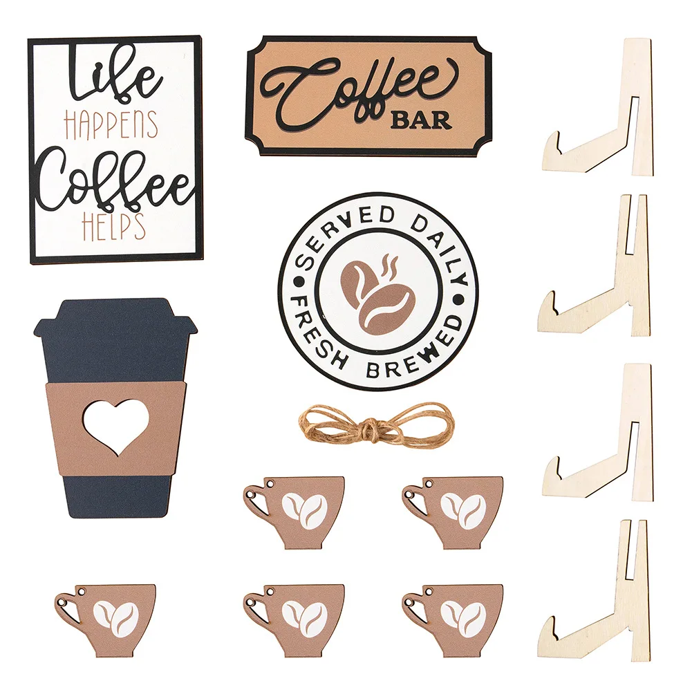 Coffee coffee series layered pallet decoration Wooden craft desktop settings set