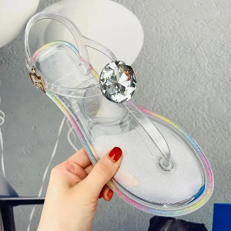 Jelly Slippers Women New Model Sandals Fashion Summer Rhinestone Flip flops Jelly boots