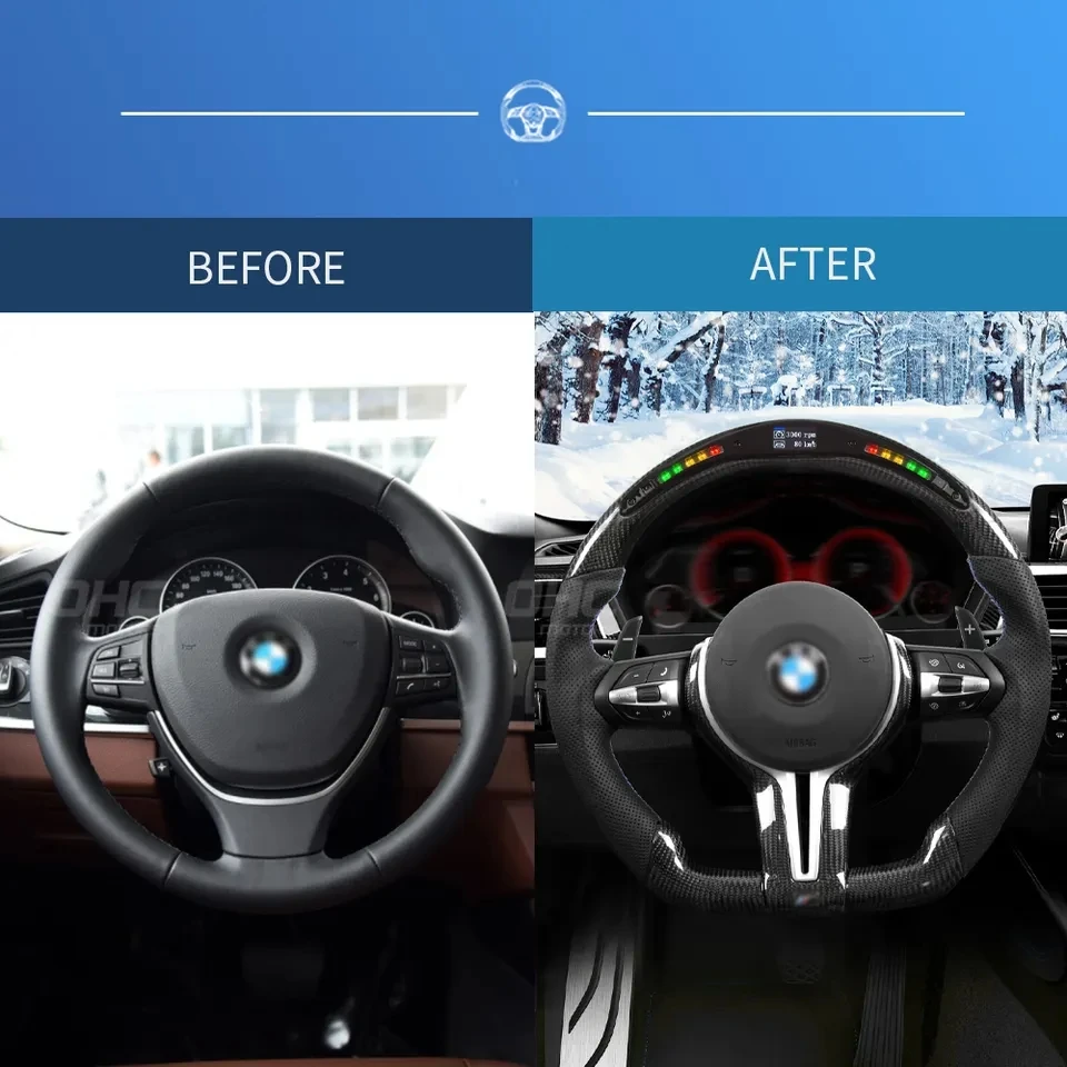 Кожаное рулевое колесо на заказ подходит для BMW M5 F10 F30 F18 M6 F06 F12 F01 F02 F03 M3 M спортивный светодиодный руль из