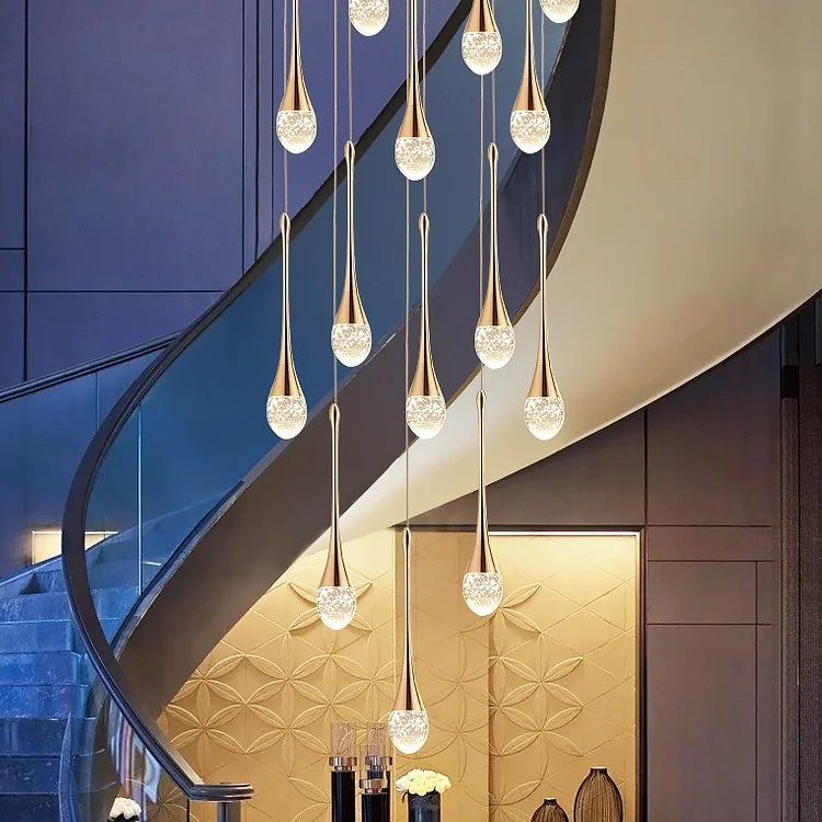 Nordic style decor luxury beautiful hotel lobby lighting custom glass crystal spiral chandelier