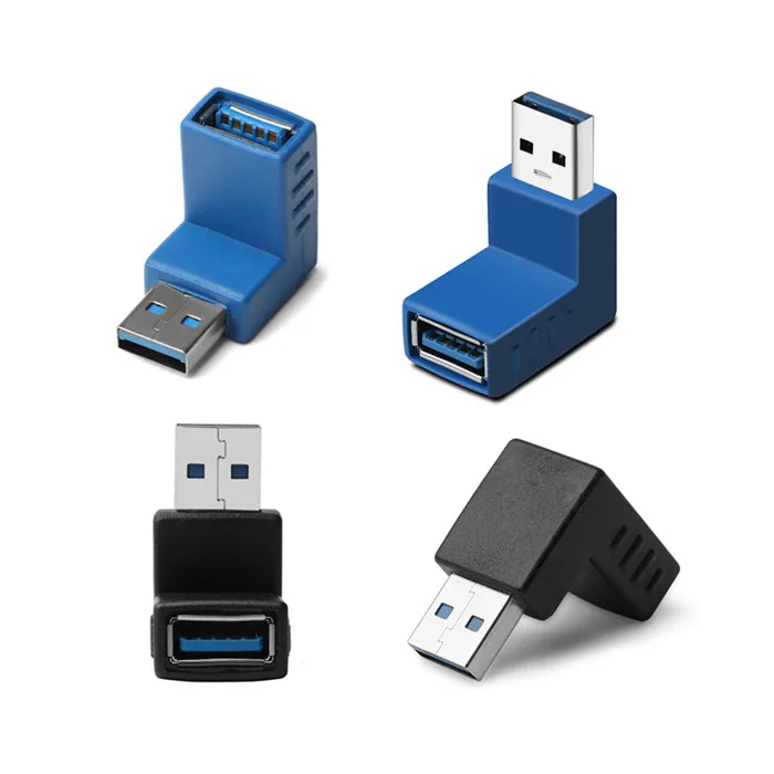 USB Connector 3.0 90 Degree Vertical Left Right Up Down Angled USB Type A Male To Female M/F Converter Black Blue Adapter