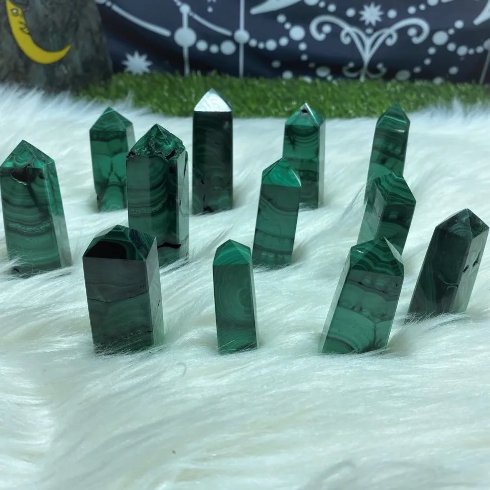 
Wholesale healing natural crystal stone tower new product Malachite green point for decoration 