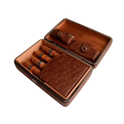 Vintage Luxury Travel Portable Leather Cigar Box Humidor Case
