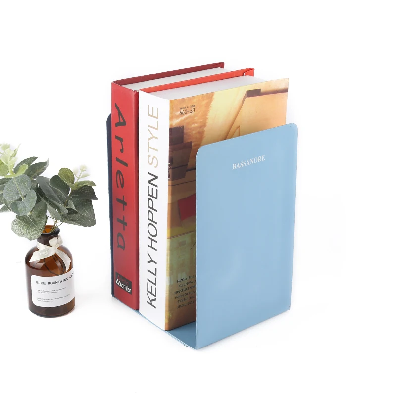 Basics Economy Office Book Holder Bookends Bule Book Ends Support Holder Metal Heavy Duty Bookends