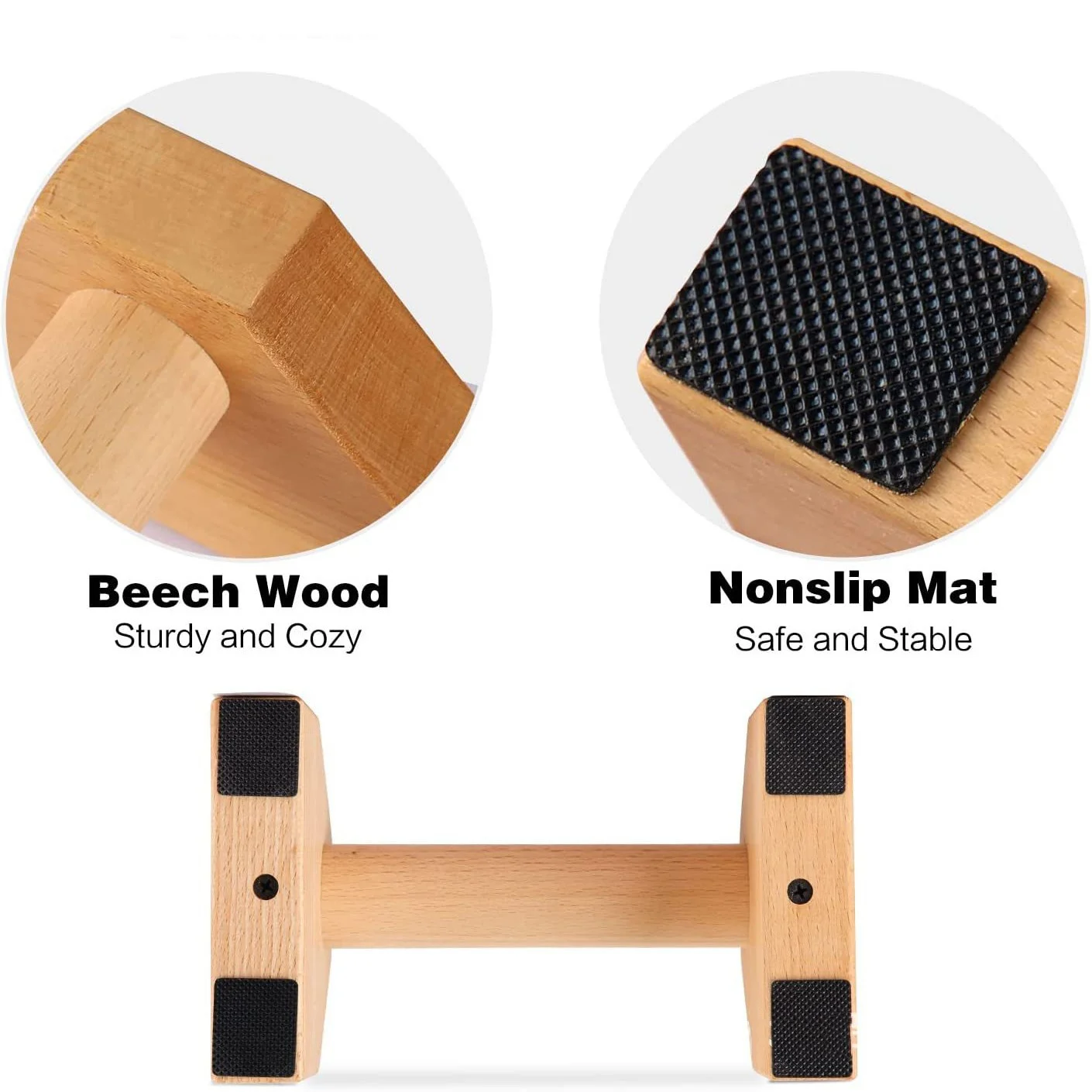 TOP quality Wooden Parallettes Beech Push Up Bars Stand for Hand-held Push Ups Calisthenics