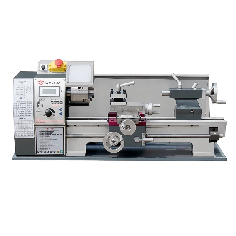 HUISN WM210V with Brushless motor Metal Mini Lathe Machine 550W Red for Hobby Home Use