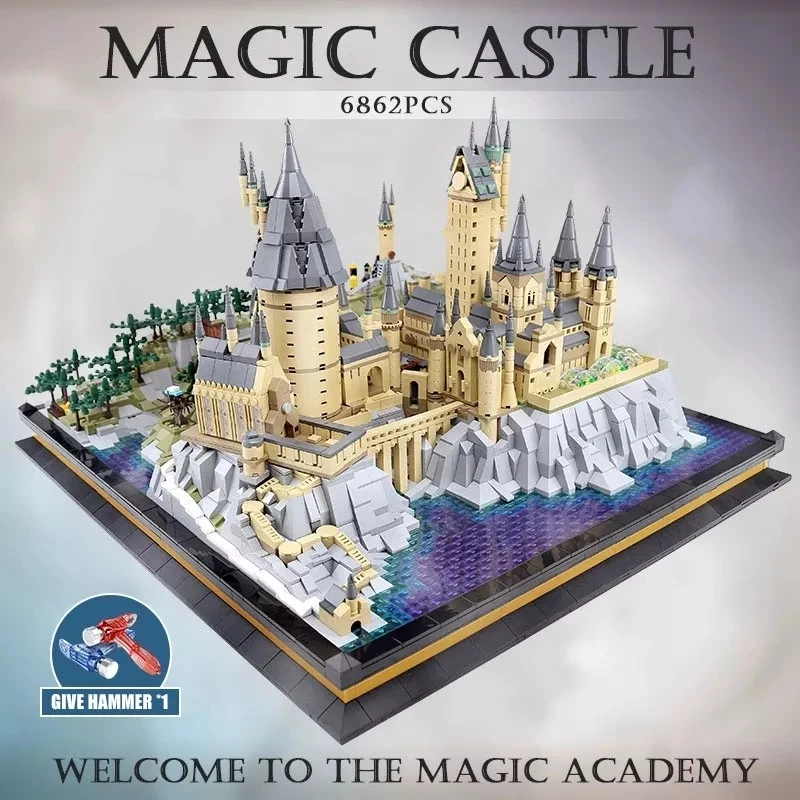 Mould King 22004 Street View Series Building Block Toys 6862Pcs DIY Detachablesets Large Hogwarts Castle Building Block Set