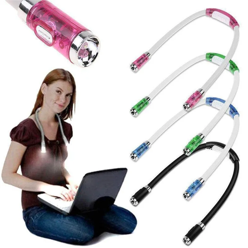 amazon hot sell Flexible Hands Free Led Neck Hug light Book Reading Lamp Novelty Led battery light Camping light
