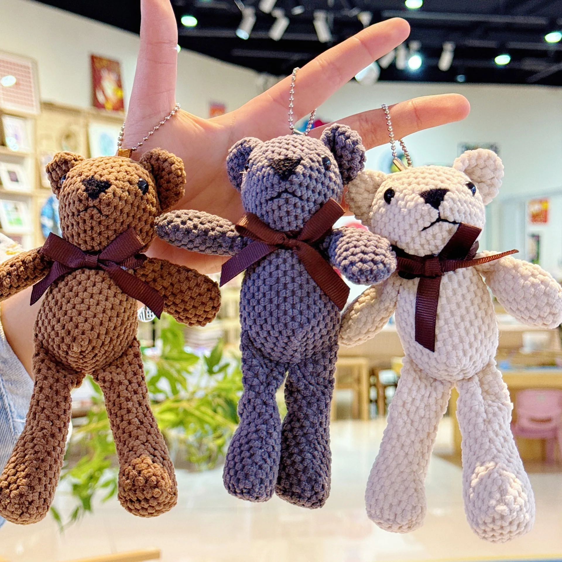 6 inch Bear Stuffed Plush Toys Baby Cute Keychain Pendant Dolls Gifts Birthday Wedding Party Decor Keyring