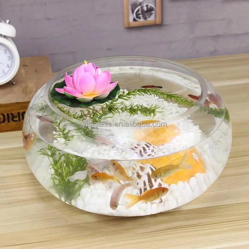 Wholesale Goldfish Bowl Small Round Clear Glass Fish Bowl Decoration Large Aquarium Tank