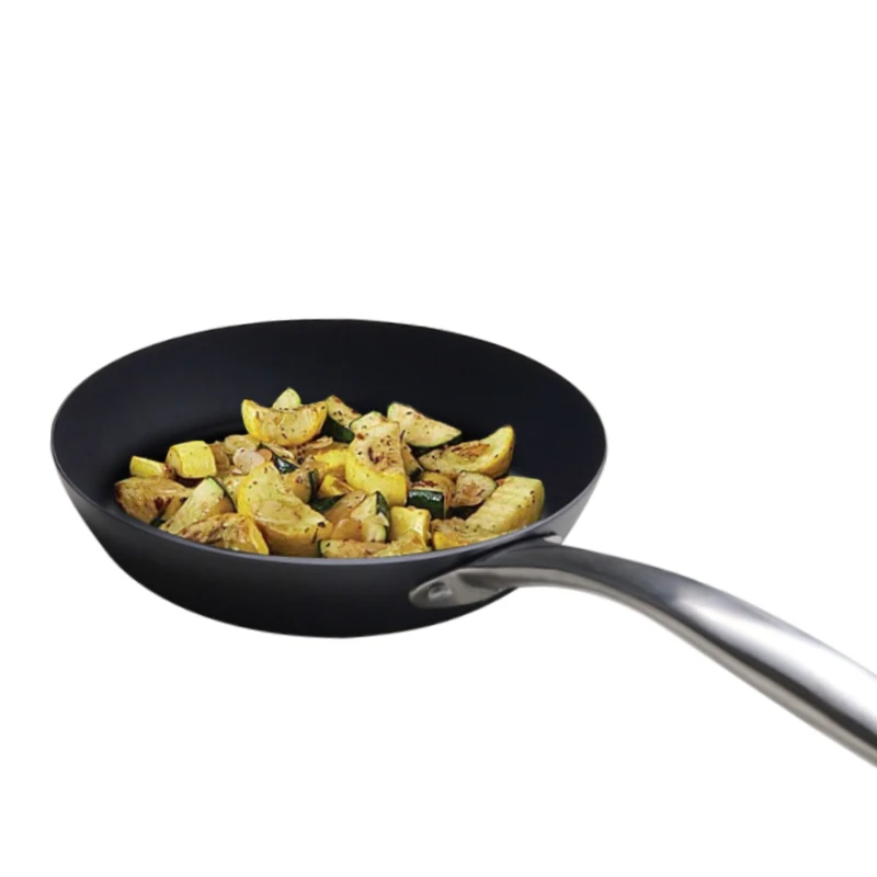 Customized Carbon Steel Frying Pans Pre-seasoned Kitchen Black With Stainless Steel Handle Fry Pan