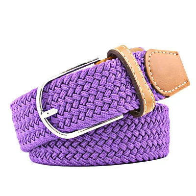 Classic Outdoor Red Sports Women Men Cotton Canvas Stretch Fabric Woven Baseball Golf Braided Elastic Belt