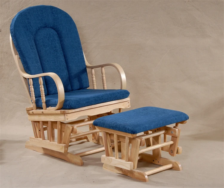 Afternoon high tea Casual relax Wooden Arm chair and foot rest one set Mom Breastfeeding glider chair rocking