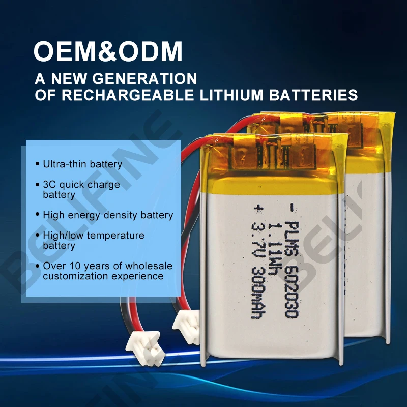 602030 3.7v 300mAh Lithium Polymer Cell 300mAh 600mAh 900mAh Lithium Battery 3.7v 602030 Cells support OEM 3C discharge
