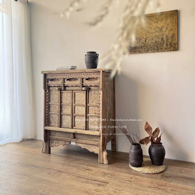 Factory Wholesale Antique Chinese Solid Wooden Dining Cabinet Living Room Cabinets