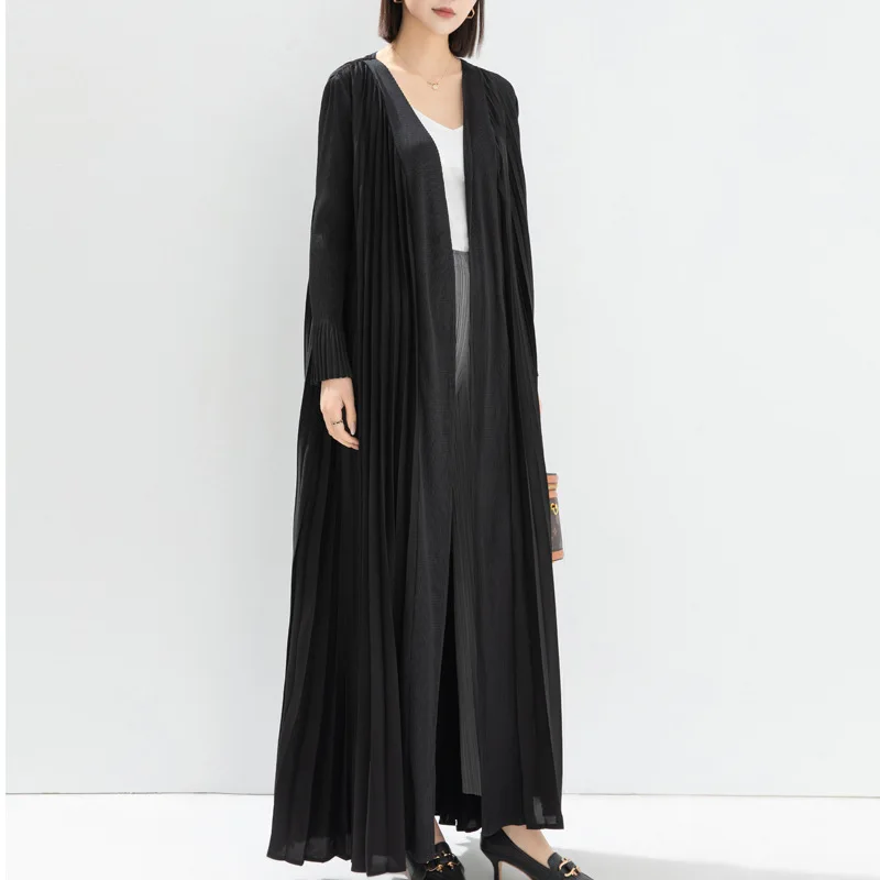New Long Pleated Horn Sleeve Gradient Color Cardigan Muslim Oversized Skirt