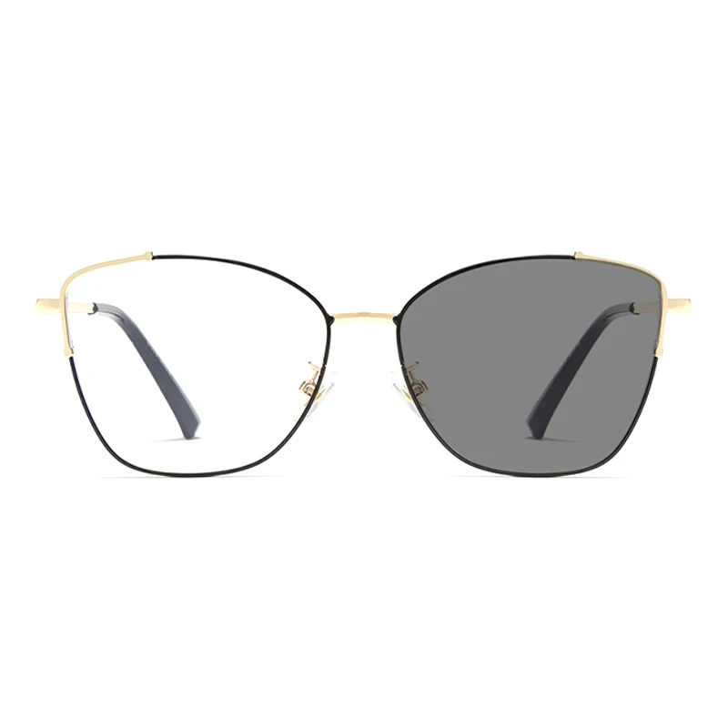 Cat Eye Vintage Photocromic 2 in 1 Besi Frame Kacamata Computer Photochromic Anti Radiasi Optical Glasses Frames