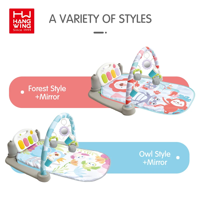 HW New Baby Frog Pedal Piano Gym Play Mat Fitness with Hanging Bluetooth Remote Control Moon Projector Night Light Infant Toys