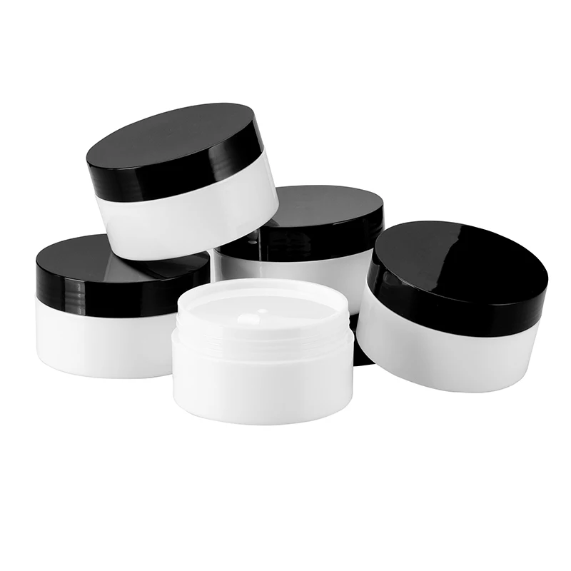 90g black and white with gasket mud-mask body milk cosmetics packaging containers essence cream plastic jar