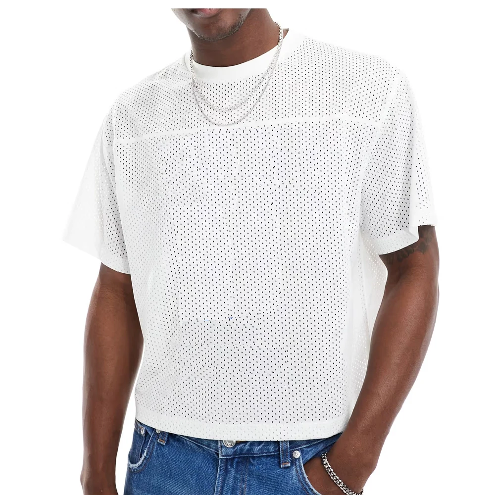 wholesale 230gsm Custom Printing T-Shirt cropped boxy airtex t shirt football Soccer Shirts Short Sleeve Mesh Jersey Crew