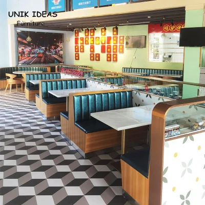 Furniture Sets Sofa Booth Seating Cafe Fast Food Design and Table Wholesale Restaurant Set