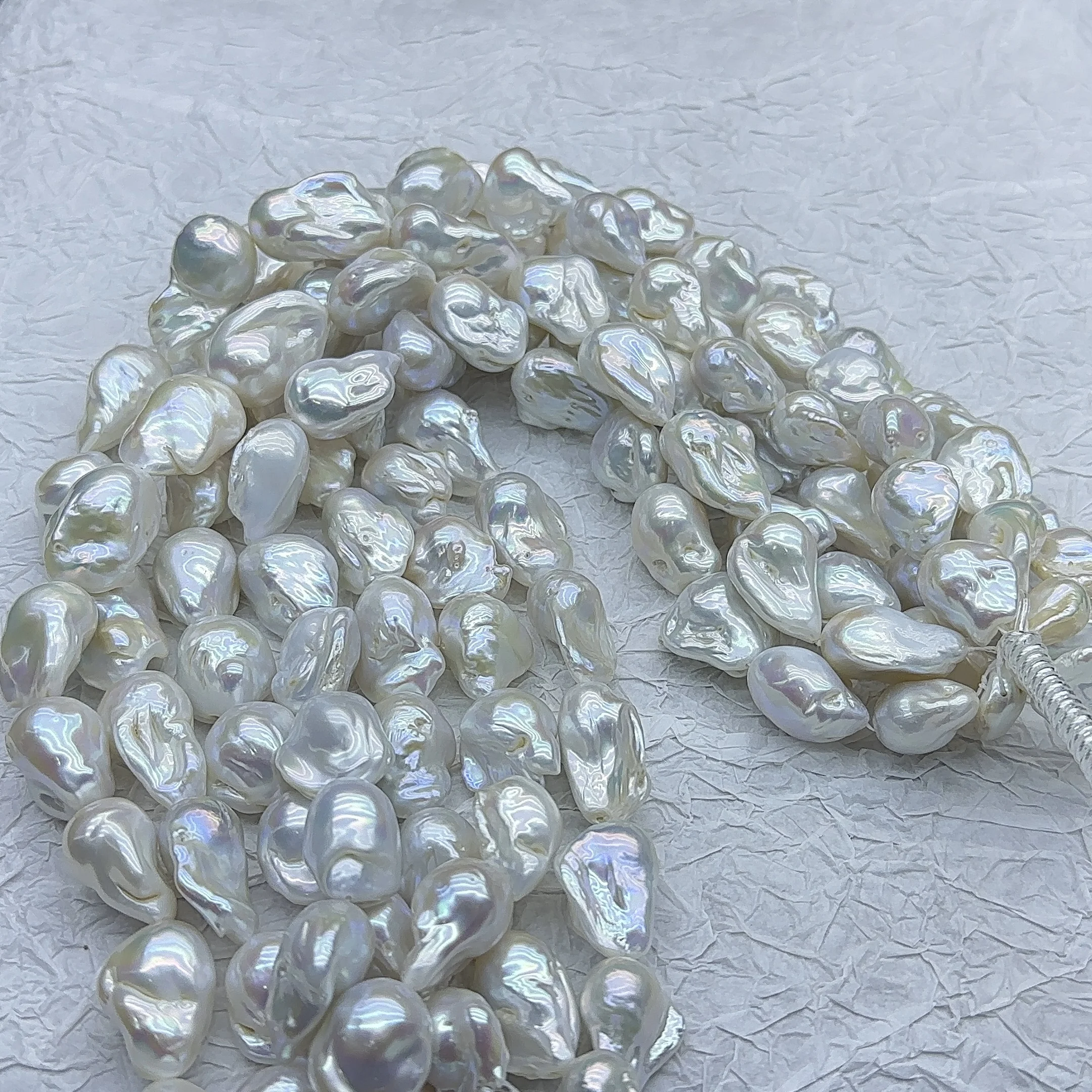 35-45*17-22mm Large Size Irregular Nucleated  white baroque necklace freshwater Wholesale Freshwater Pearls beads string Strands