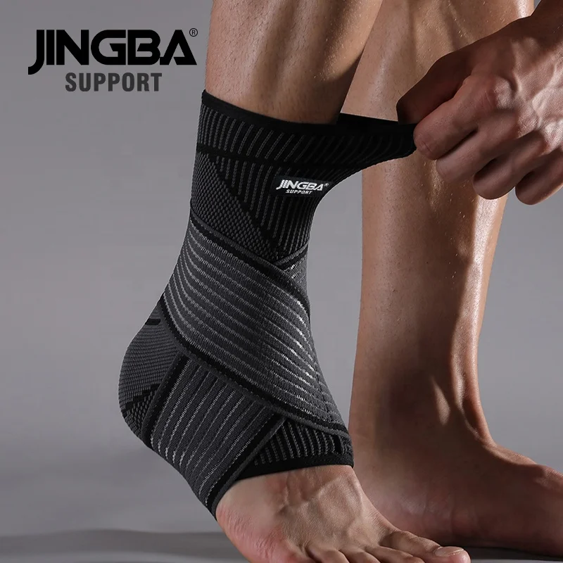 JINGBA Customized Logo Adjustable Unisex Ankle Sleeve Protector Brace Ankle Strap Support For Workout Daily Wear Football