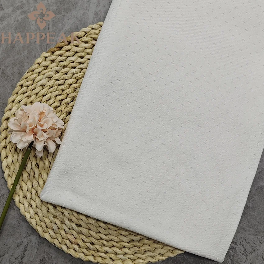 HAPPEAK Pure 100% Cotton Pointelle Fabric Soft Stretchy 230gsm Jacquard Knit Pointelle Fabric