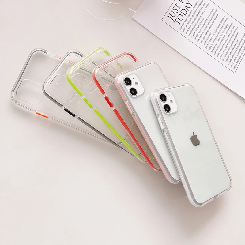 Colorful Shockproof  Bumper Soft TPU Phone Case For iPhone 13 12 Pro Max Two -Color High Clear Back Cover Case