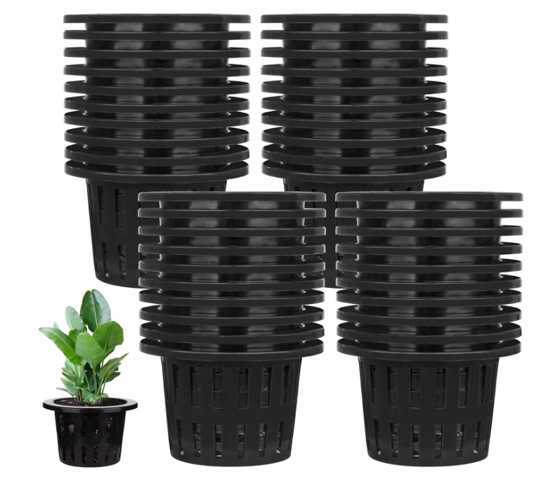 4 Inch Net Pots, Garden Slotted Mesh Net Cups, Plastic Orchids Pot Plant Nursery Basket with Wide Lip for Aquaponics