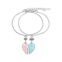 2023 New Sequined Heart Best Friend Necklace Gradient Children Necklace Set Kolye