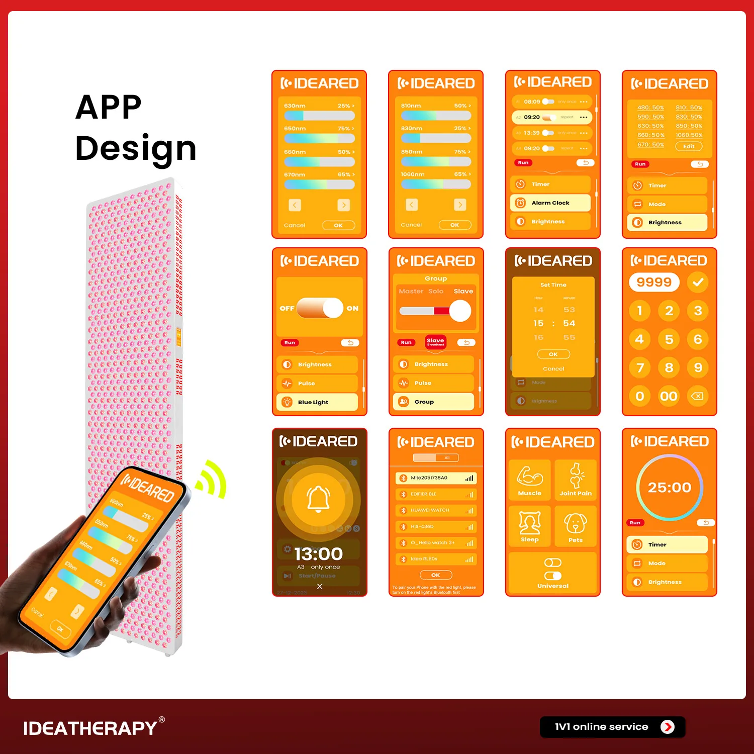 Newest 1.84M tall full body RLPRO1200 8 wavelengths with 1060nm red light therapy panel light with APP control for Pain relief