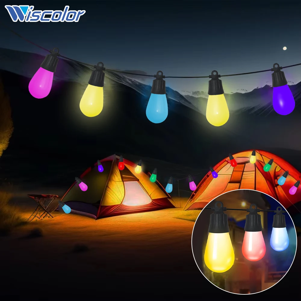 iP65 Waterproof Solar Patio Holiday Garden Wedding Camping Decor Outdoor S14 Bulb 15m 48ft LED garland Festoon String Light
