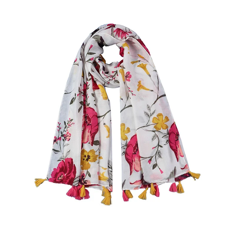 2022 New Floral Print Long Scarf Korean Style Large Neck Scarf Shawl
