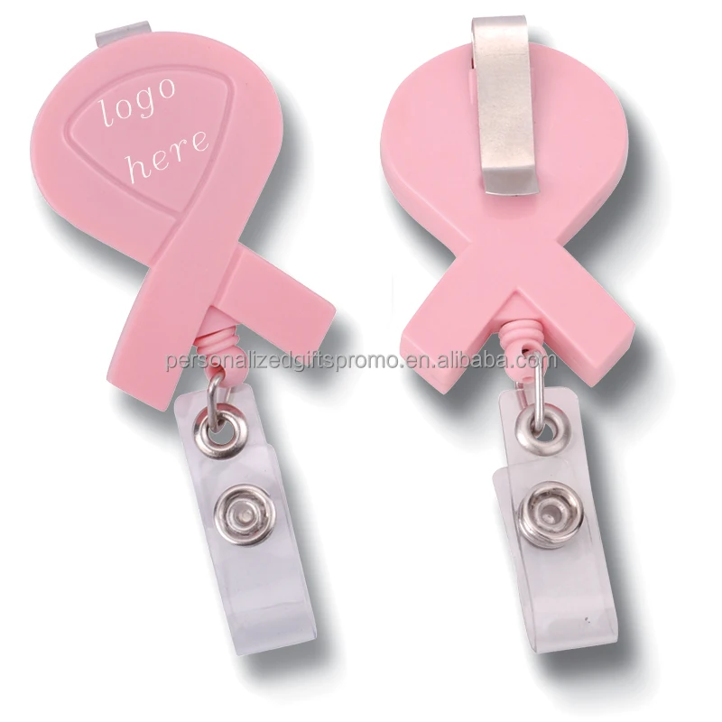 Metal slide belt clip on the back 31 1/2  polyester reel cord hold ID Awareness Ribbon Retractable Reel Badge Holder Clips