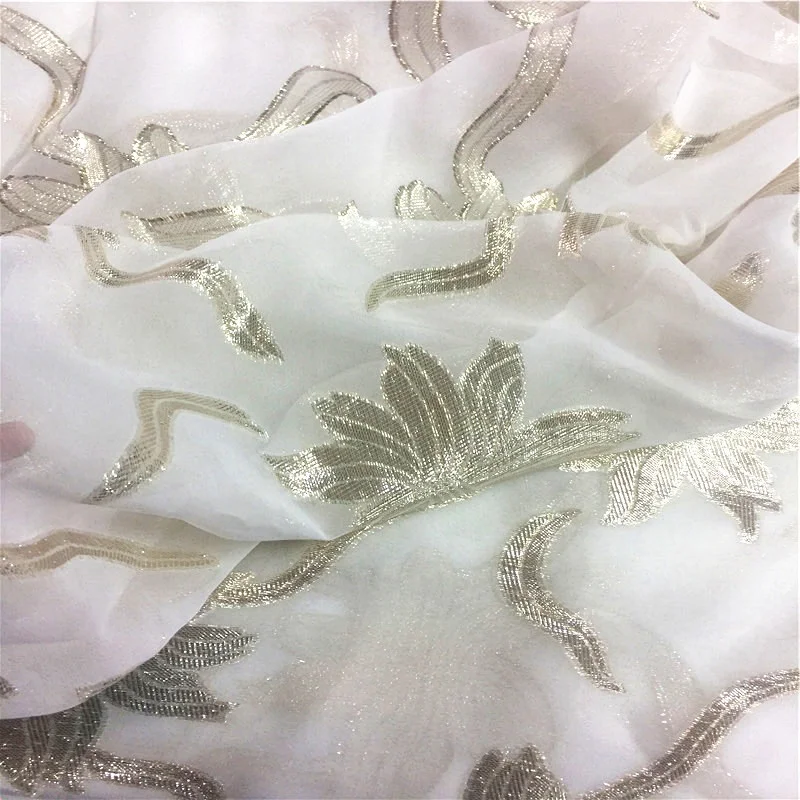 silk metallic blended jacquard  georgette fabric