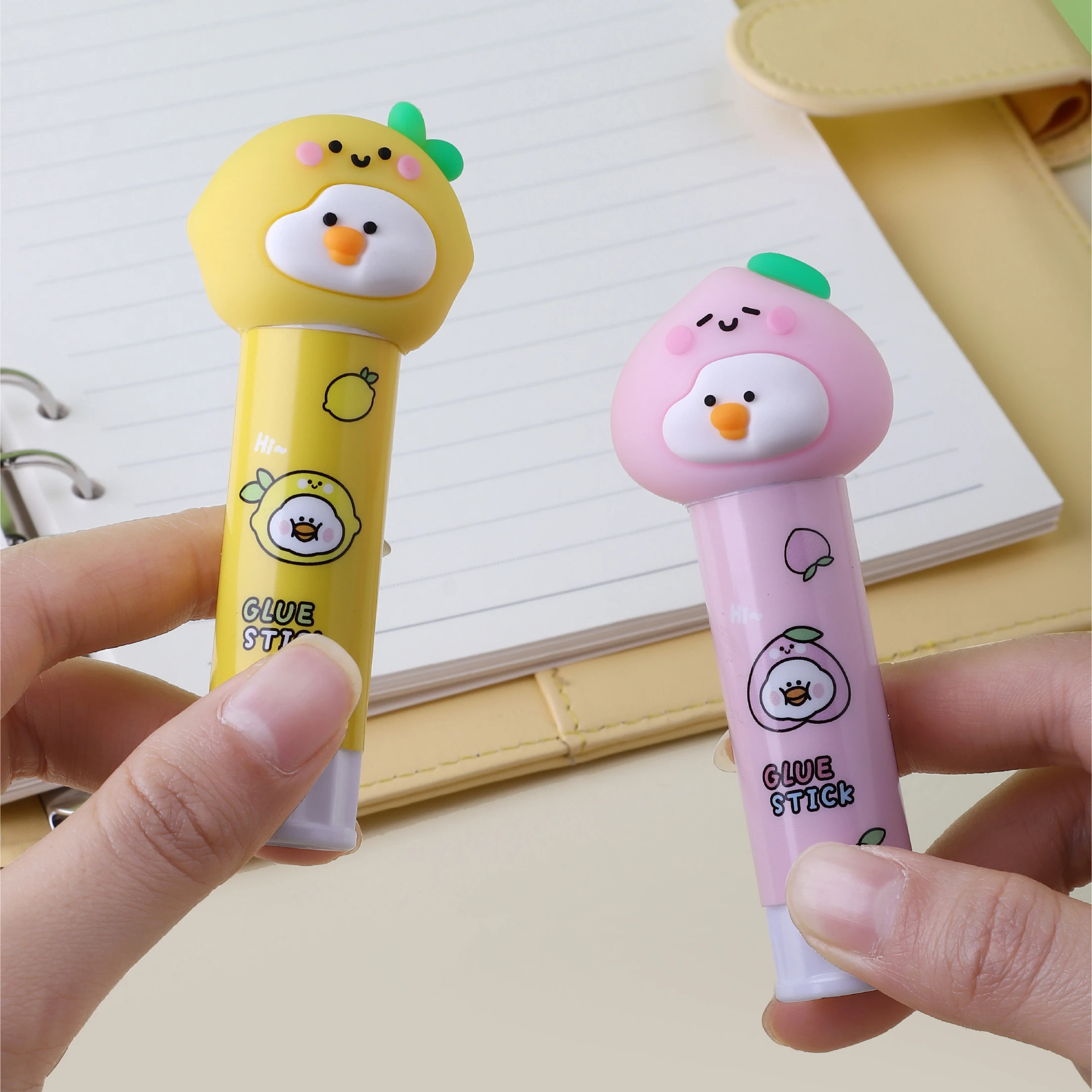 Wholesale cute cartoon modelling solid stick for animal office supplies solid flat creative stationery pink glue stick