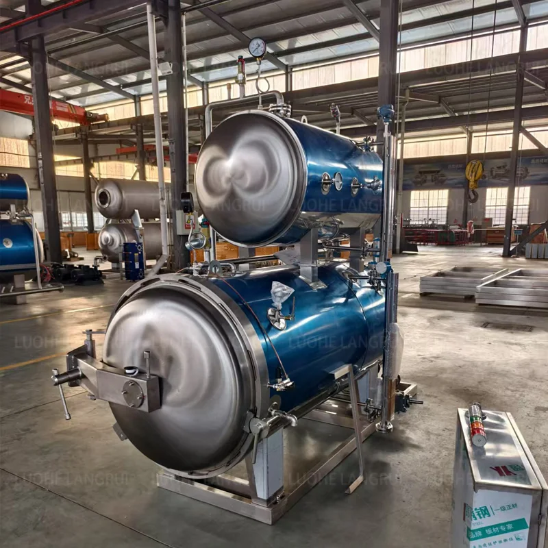 Vertical double tank fully automatic Industrial retort canned food retort for meat