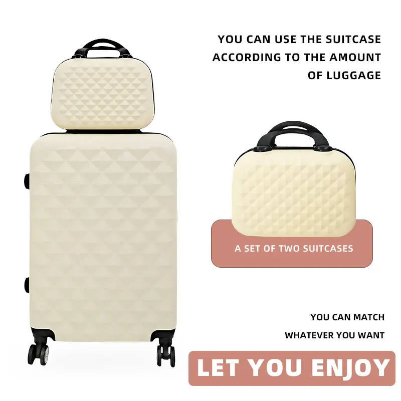 2PCS/SET 14inch Cosmetic Bag 20/24 Inches Girl Students Trolley Case Travel Spinner luggage Woman Rolling Suitcase Boarding Box