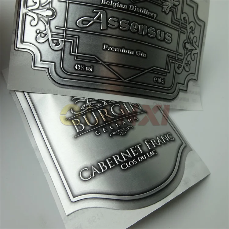 Customize Waterproof Paper Wine Glass Bottle Sticky Aluminum Adhesive Label Sticker