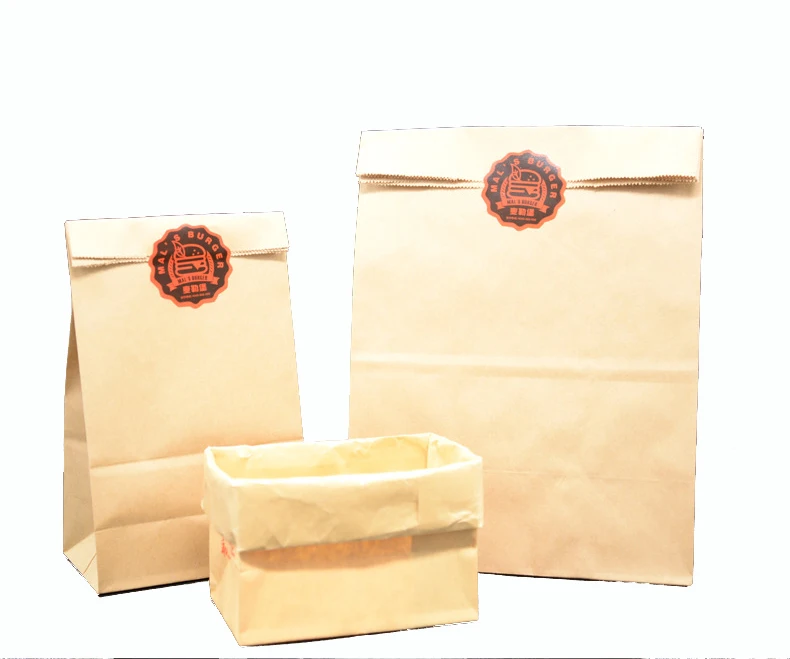 Hot Sale Custom Logo Brown Kraft Paper Bag with Perforations Square Bottom Takeaway for Food and Clothing