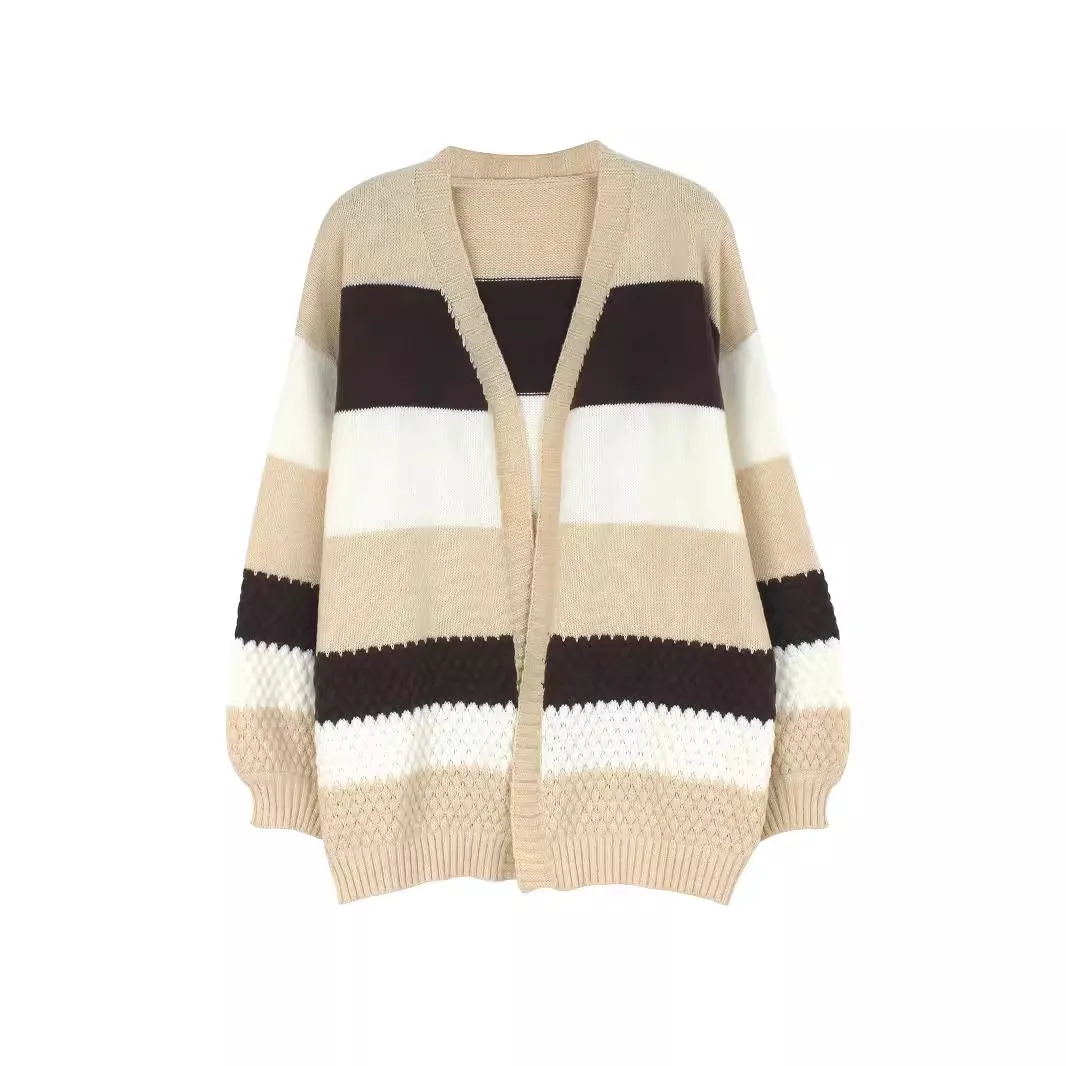 Fashion New Foreign Trade European And American Source Manufacturers Mid Length Cardigan Outwear With Knitted Knitwear In Spring