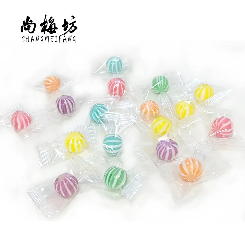 Fruit hard candy watermelon stripes candy bulk wholesale ball shape candy Sweet balls Individually wrapped