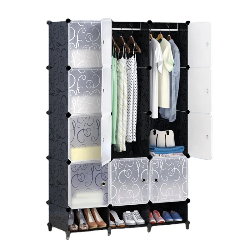 hot item Portable Black Wardrobe Closets 16 Cubes Storage Organizer, Clothes Dresser, Closet Storage Organizer